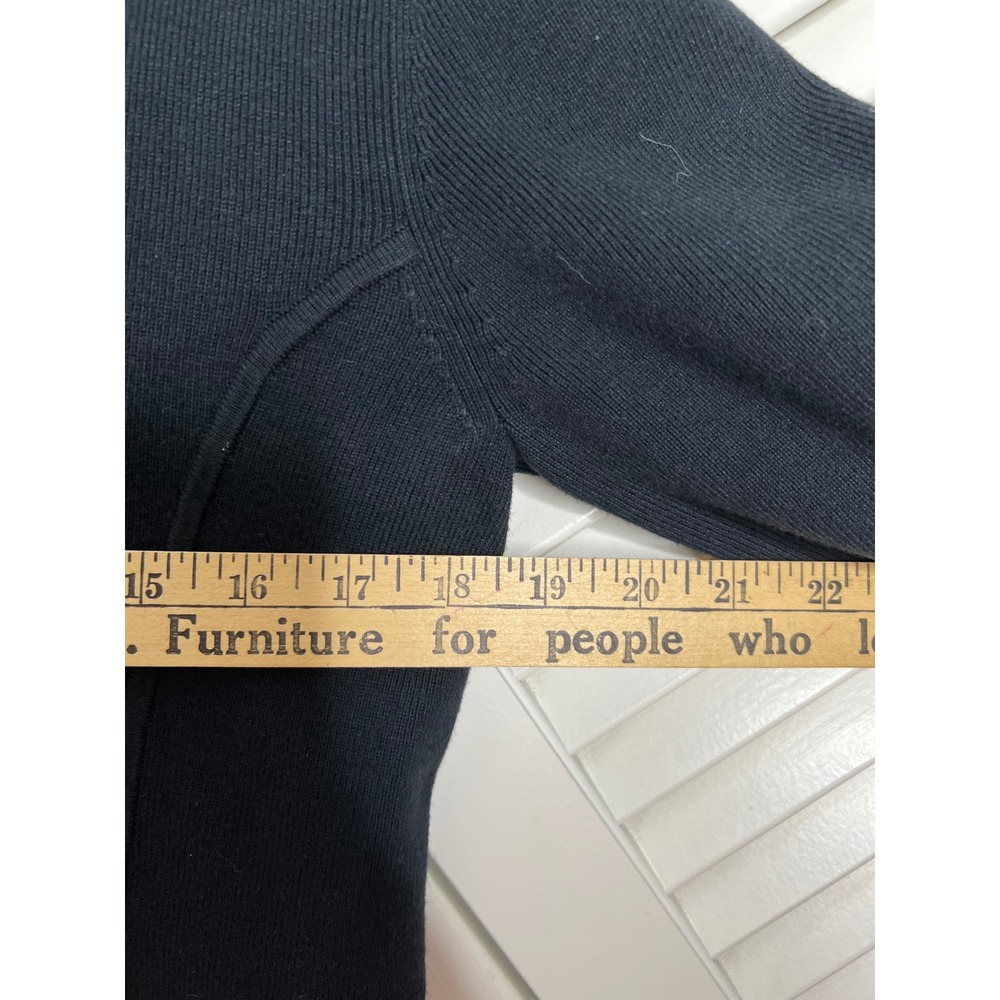 Anne Klein Black Cardigan S Leather Placket Turn Lock Sweater Old Money Chic - Picture 9 of 10